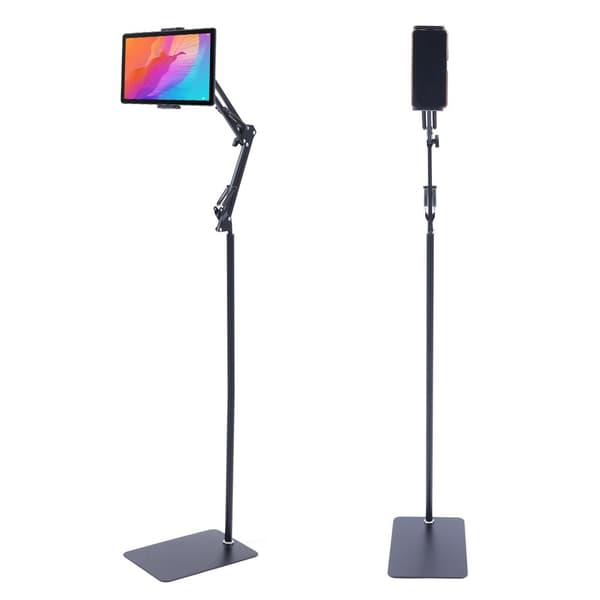 Justerbar tablet-holder, 360° rotation, højdejusterbar, stabil gulvstand.
