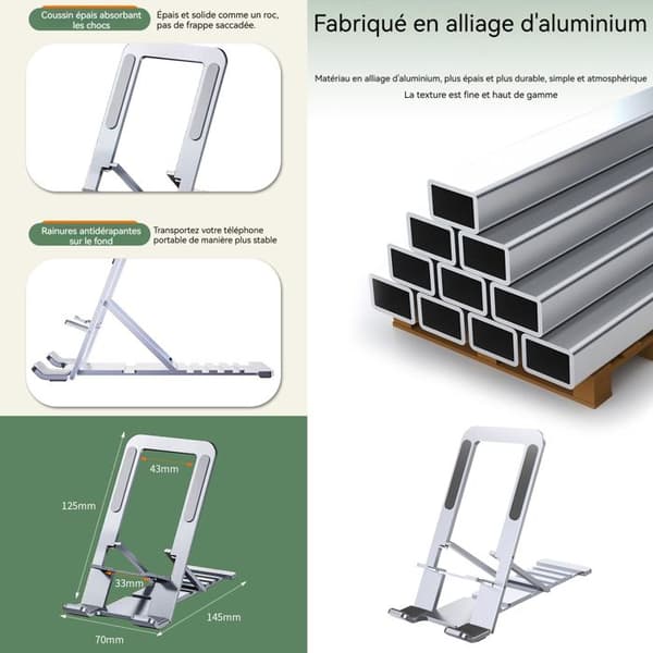 Telefonstativ - TD® - 7x14cm - Aluminium - Justerbar - Antisklippande
