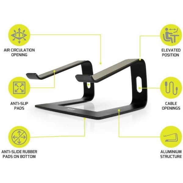Portdatorstativ Ergonomiskt aluminiumstöd för bärbara datorer från 10” till 15,6”