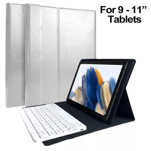 White Leather Case & White Bluetooh Keyboard for Samsung Galaxy Tab S9 FE 10.9″