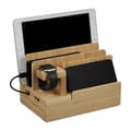 Miniatyrbild 1 av 6: Relaxdays laddningsstation, smartklocka, bambu, HxLxB: 15 x 21,5 x 15 cm, stöd, för bord, natur