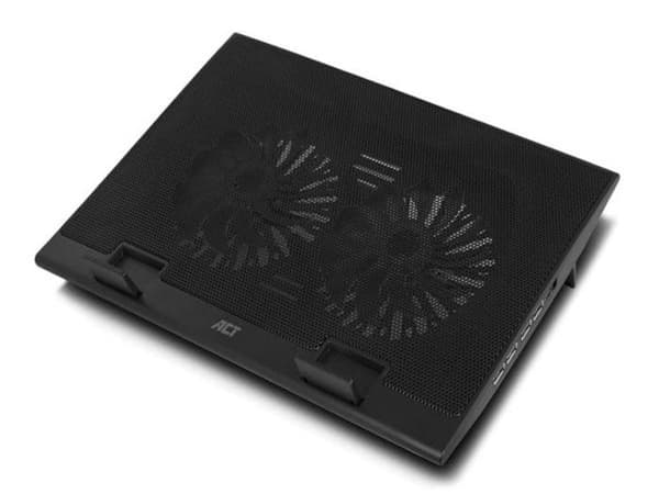 Laptopställ - ACT - Fläkt - Justerbar höjd - 4-ports nav - Svart Svart