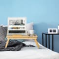 Miniatyrbild 2 av 6: Relaxdays Skrivbord för säng och soffbord för bärbar dator, i bambu, hopfällbar, höjd och lutning justerbar, natur
