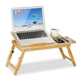 Miniatyrbild 1 av 6: Relaxdays Skrivbord för säng och soffbord för bärbar dator, i bambu, hopfällbar, höjd och lutning justerbar, natur