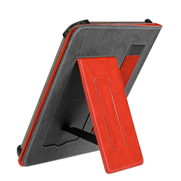 Retro-etui för 10-tums surfplatta, justerbart stöd och kortfack i röd färg