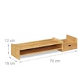 Miniatyrbild 4 av 6: Relaxdays Stöd för monitor i bambu, skärmförstärkare, surfplatta, förvaringsutrymme, HLP 12x70x19 cm, naturlig
