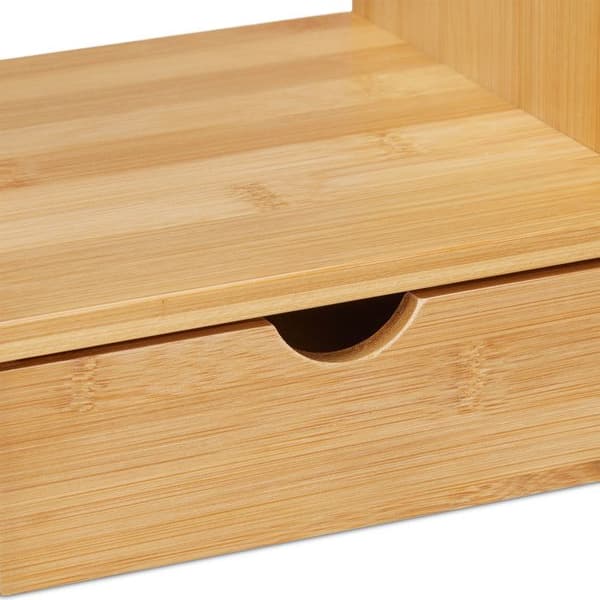 Relaxdays Stöd för monitor i bambu, skärmförstärkare, surfplatta, förvaringsutrymme, HLP 12x70x19 cm, naturlig