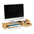 Miniatyrbild 1 av 6: Relaxdays Stöd för monitor i bambu, skärmförstärkare, surfplatta, förvaringsutrymme, HLP 12x70x19 cm, naturlig