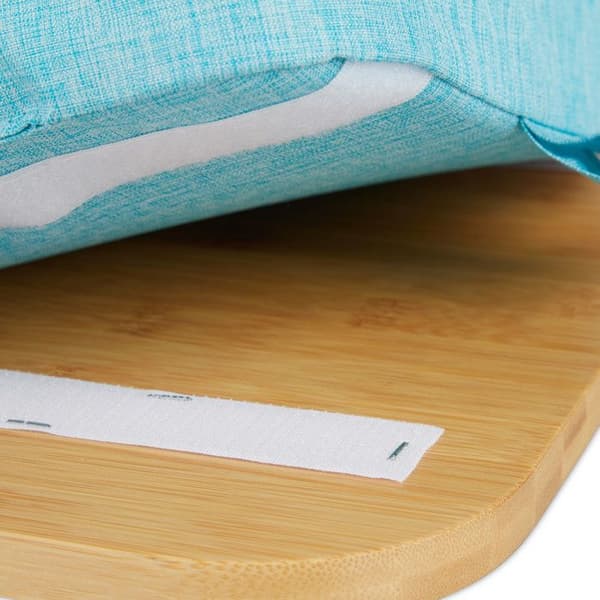 Relaxdays Laptopställ, bambu, kudde av memory foam, LxD 51x36 cm, säng, soffa, natur/blå