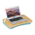 Miniatyrbild 1 av 6: Relaxdays Laptopställ, bambu, kudde av memory foam, LxD 51x36 cm, säng, soffa, natur/blå