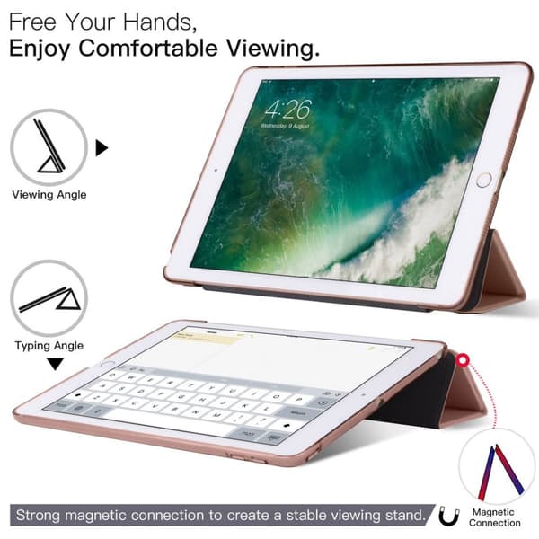 INF Ipad 9.7 2017 Smart cover case i hård plastik, lyserød/guld