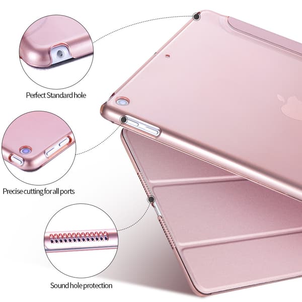 INF Ipad 9.7 2017 Smart cover case i hård plastik, lyserød/guld