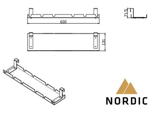 Nordic Office kabelbakke 100x13x7 cm Metal Sort