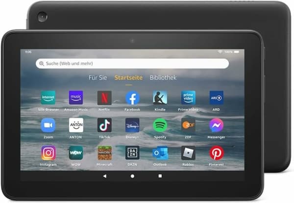 Amazon Fire 7 - 12. sukupolvi - tabletti - Fire OS - 16 GB - 7" IPS (1024 x 600) - microSD-kortti - lajittelu - lukitusnäytön mainostuki