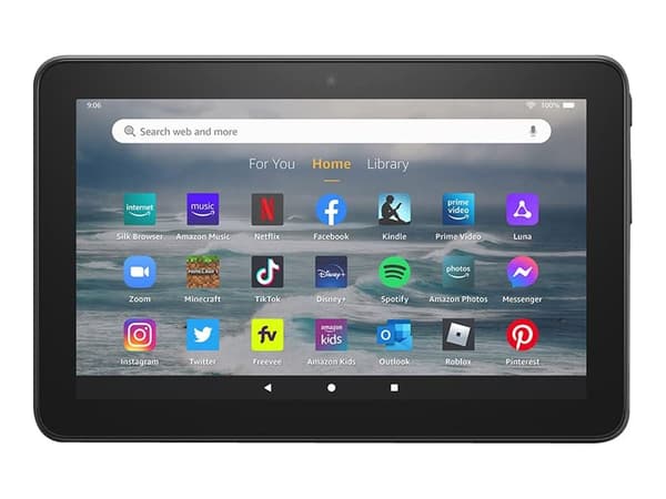 Amazon Fire 7 - 12. sukupolvi - tabletti - Fire OS - 16 GB - 7" IPS (1024 x 600) - microSD-kortti - lajittelu - lukitusnäytön mainostuki musta