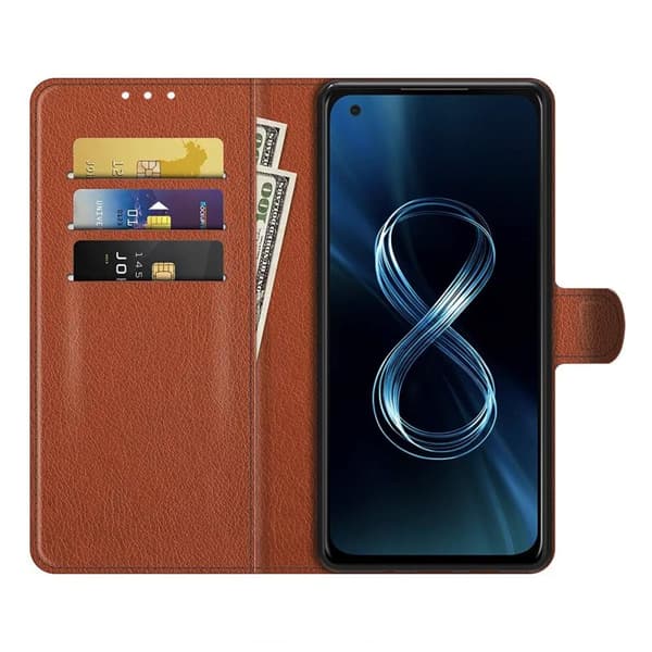 Asus Zenfone 8 5G Plånboksfodral med Stativ - Brun