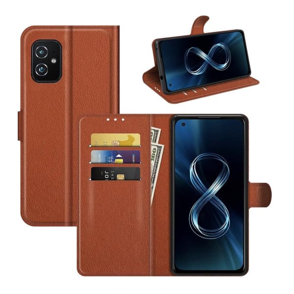 Asus Zenfone 8 5G Plånboksfodral med Stativ - Brun