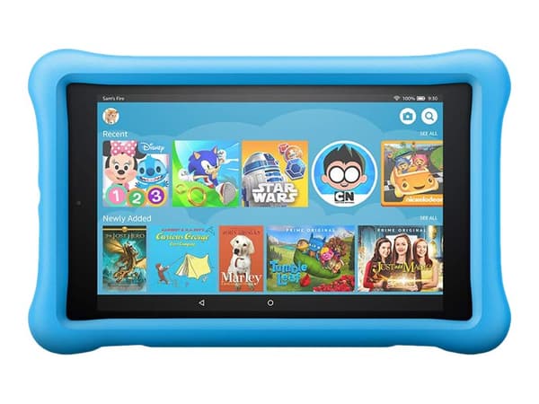 Amazon Fire HD 8 Kids-nettbrett, 8" HD-skjerm, 32 GB (2022) for barn 3-7 år, 2 års bekymringsfri garanti, barnesikker veske, blå