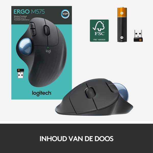 Logitech M575 ERGO Trådlös Trackball-mus - Grafit