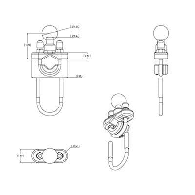 Stangbeslag (13-32 mm) B-bold RAM-B-231ZU, U-beslag i stål