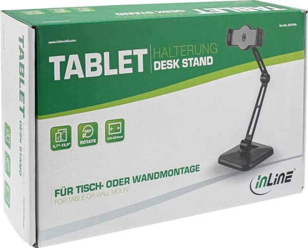 InLine monitoiminen interaktiivinen tabletin pidike 2-in-1 / musta