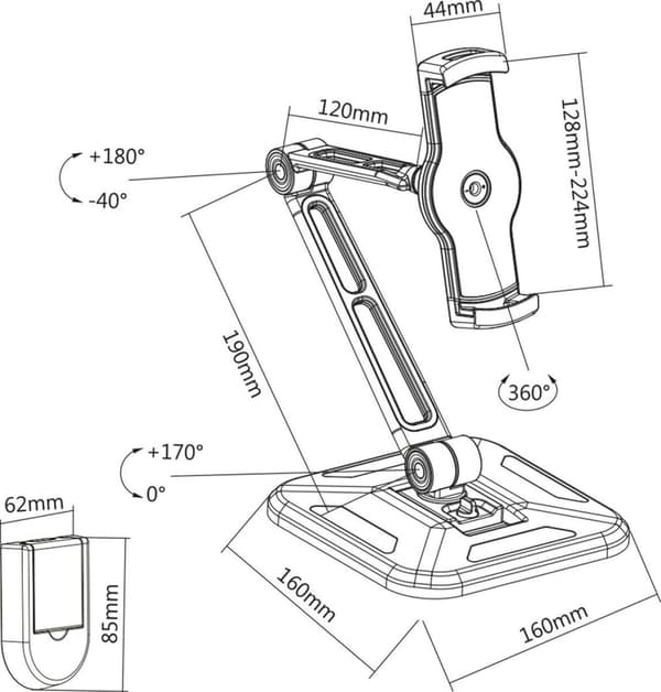 InLine monitoiminen interaktiivinen tabletin pidike 2-in-1 / musta