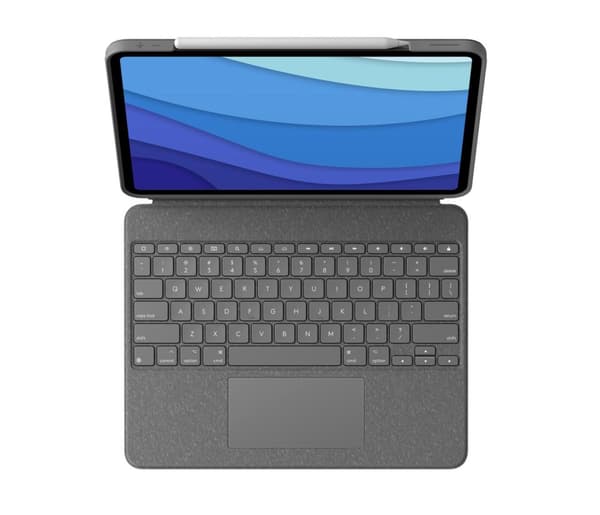 Logitech Combo Touch - tastatur og folio-etui - med pegefelt - baggrundsbelyst - Apple Smart-stik - QWERTY - Italiensk - Oxford Grey - til Apple 12,9"