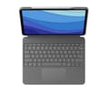 Miniatyrbillede 3 af 6: Logitech Combo Touch - tastatur og folio-etui - med pegefelt - baggrundsbelyst - Apple Smart-stik - QWERTY - Italiensk - Oxford Grey - til Apple 12,9"