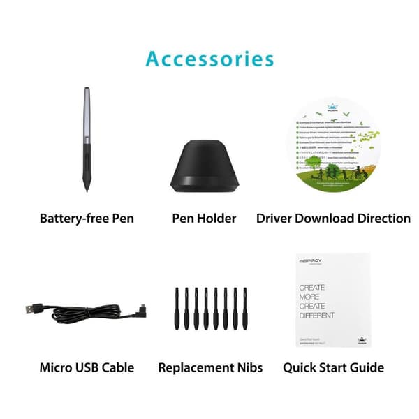 Graphic Tablet HUION Inspiroy H640P, USB, Black