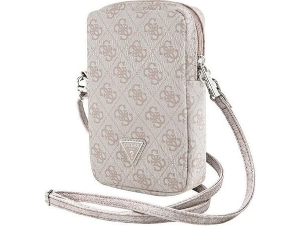 Fodral Guess PU 4G Triangel Logo Plånbok Telefonväska Dragkedja Rosa