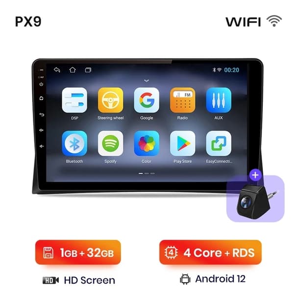 CarPlay-bilstereo, trådlös anslutning, Android Auto-integration, 4G-WIFI 8GB-256GB