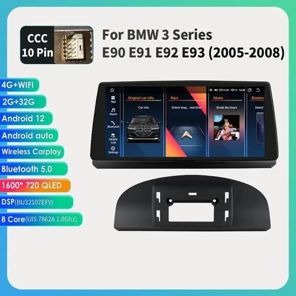 Android-autoradio, 10,33 tuuman näyttö, Carplay-integrointi, E60 09-10 8-256G CIC