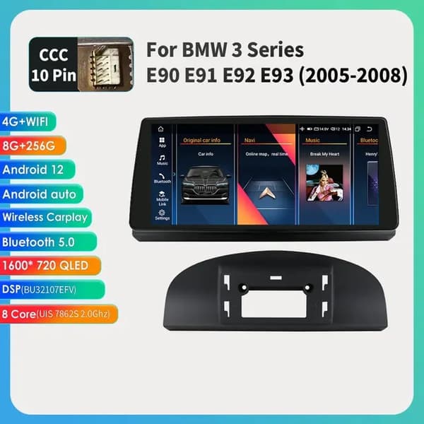 Android-autoradio, 10,33 tuuman näyttö, Carplay-integrointi, E60 09-10 8-256G CIC