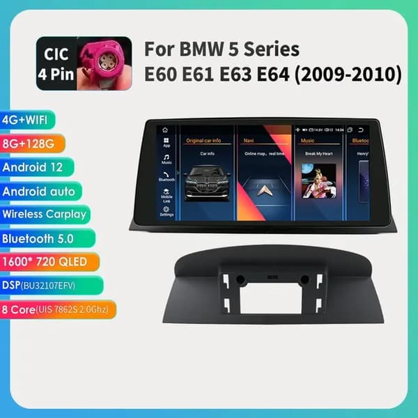 Android-autoradio, 10,33 tuuman näyttö, Carplay-integrointi, E60 09-10 8-256G CIC