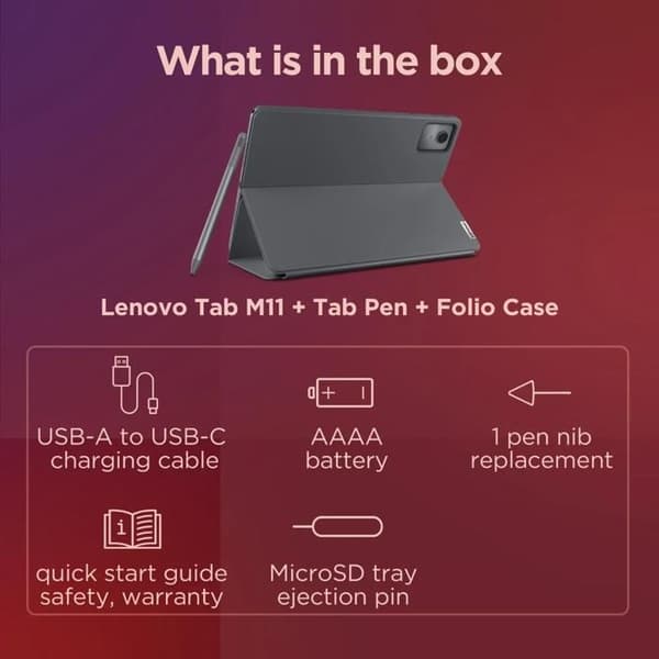 BÄRBAR OCH PLATTA, Surfplatta, utan telefonfunktion, Lenovo M11 Tb330fu 8+128gb + PenLenovo Tab M11. Storlek av