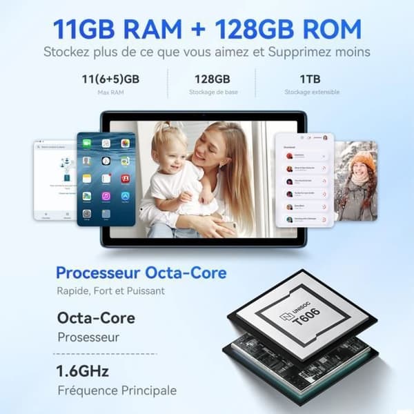 Doogee T10S Android13 pekskärmsplatta, 10,1 tum FHD+, 6GB +128GB/1TB, 6600mAh batteri, 5MP+8MP kamera, Dual Nano SIM-Grå