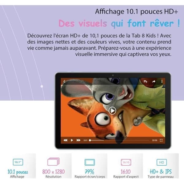 Blackview Tab 8 Kids Touch Tablet för barn 10,1" Android 12 7GB+128GB-SD 1TB 6580mAh Föräldrakontroll med barnklocka Z10 Pink