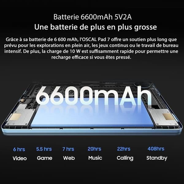 Oscal Pad 7 Touch Tablet 10,1" 800 x 1280 HD Android 14 RAM 12 GB ROM 128 GB-SD 1 TB 6600mAh 8MP+13MP Widevine L1 - Grå