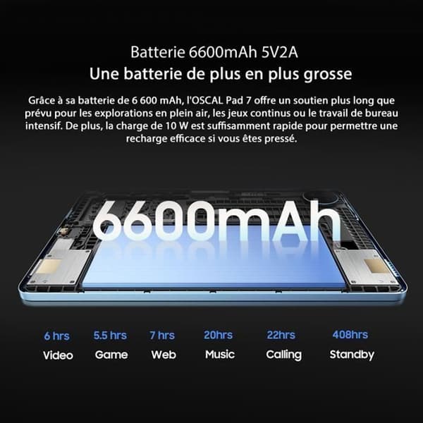 Oscal Pad 7 Touch Tablet 10,1" HD Android 14 RAM 12 GB ROM 128 GB-SD 1 TB 6600mAh 8MP+13MP Widevine L1 Grå Med K1-tangentbord