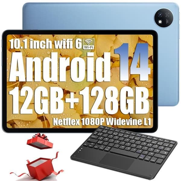 Oscal Pad 7 Touch Tablet 10,1" HD Android 14 RAM 12 GB ROM 128 GB-SD 1 TB 6600mAh 8MP+13MP Widevine L1 Blue With K1 Keyboard