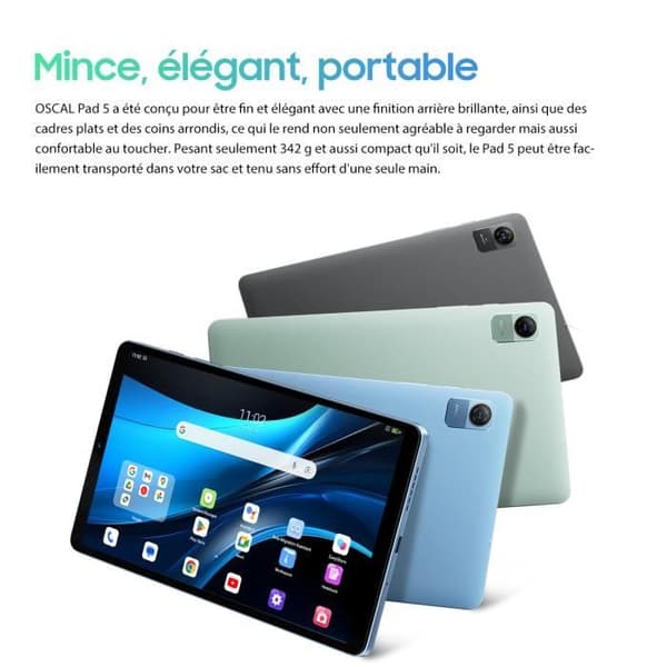 Oscal Pad 5 Touch Tablet 8,68" HSD Android 14 2,4G+5G WiFi 6, RAM 12 GB ROM 128 GB-SD 1 TB 6050mAh Dual SIM Widevine L1 - Grå