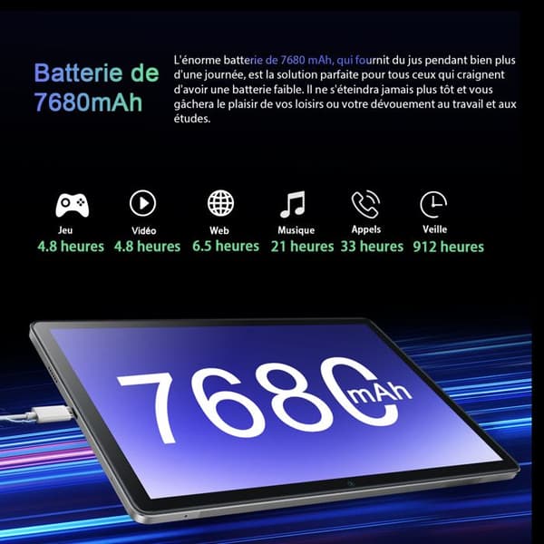 Blackview Tab 13 Pro Touch Tablet Android 13 10,1" 16GB+128GB-SD 1TB 7680mAh(18W) 13MP+8MP 4G, WiFi, Dual SIM Grå med K1-tangentbord