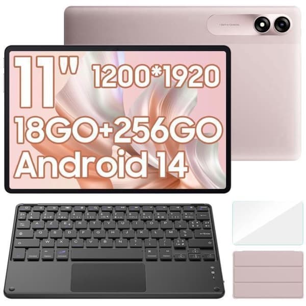 Blackview Tab 9 WiFi Touch Tablet 10,95" 1200*1920 1080P Android14 18GB+256GB-SD 1TB 8200mAh PC-läge WPS Rosa Med K1-tangentbord