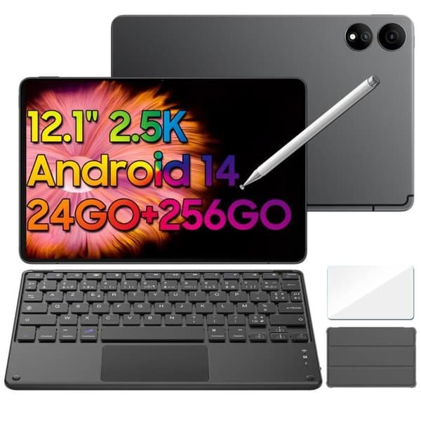 Oscal ELITE1 Touch Tablet 12,1" Android14 RAM 24GB ROM 256GB-SD 1TB 8800mAh(33W) PC-läge WPS Free Stylus Svart Med K1-tangentbord