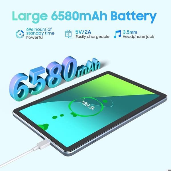 Blackview Tab 70 WiFi Taktile Surfplatta 10.1 tum Android 14 2.4G+5G WiFi 6, RAM 12 GB ROM 64 GB-SD 1 TB 6580mAh - Blå