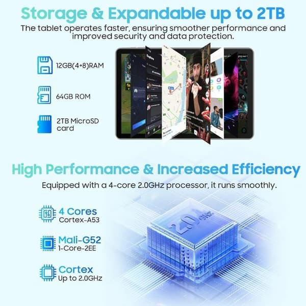 Blackview Tab 70 WiFi Touch Tablet 10,1 tum Android 13 2,4G+5G WiFi6, RAM 8GB ROM 64GB-SD 1TB 6580mAh Grå Med K1-tangentbord