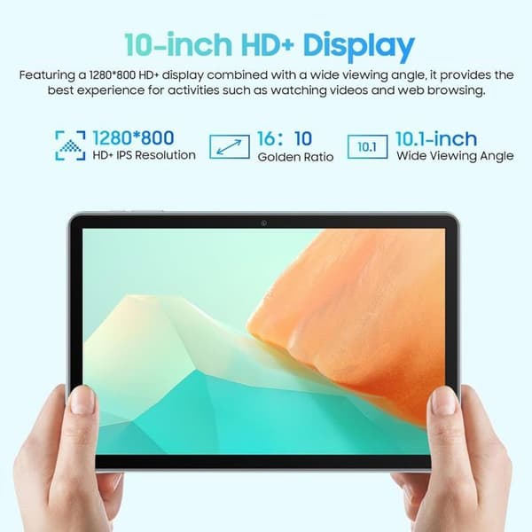 Blackview Tab 70 WiFi Surfplatta 10,1 tum HD+ IPS Android 13 2.4G+5G WiFi 6, RAM 8 GB ROM 64 GB-SD 1 TB 6580mAh - Grå