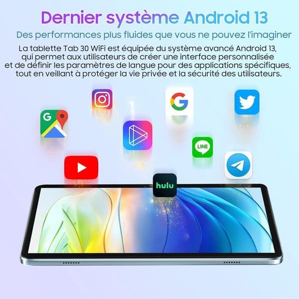Blackview Tab 30 WiFi Touchscreen Tablet 10.1 tum HD+ IPS Android 13Go WiFi 6, RAM 6 Go ROM 64 Go/SD 128 To 5100mAh - Blå