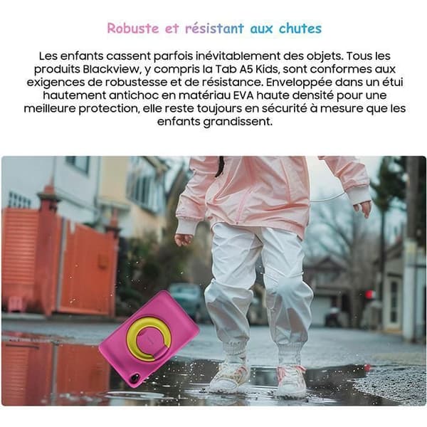 Blackview Tab A5 Kids Pekdator Taktile för Barn Android 14 8" HD+, 9 + 64Go /SD 1TB 5100mAh Rosa Med Barnklocka Z20 Rosa