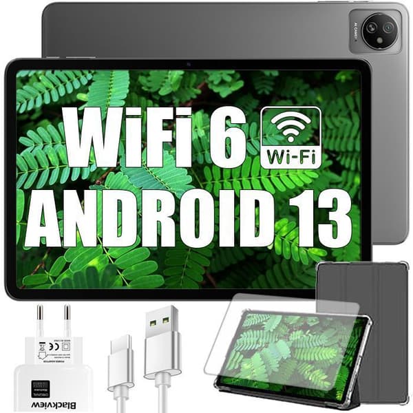 Blackview Tab 30 WiFi Touchskärm 10.1 tum HD+ IPS Android 13Go WiFi 6, RAM 6 Go ROM 64 Go/SD 128 To 5100mAh - Grå